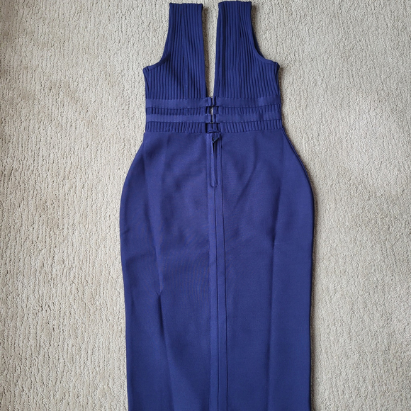 Women’s Baosuu Deep Plunge V-Neck Bodycon Midi Dress – Navy Blue – Size L – NWT - Picture 11 of 14